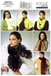 8702 VOGUE 5 SCARVES RUFFLES CONTRAST FRINGE OR NOT PATTERN